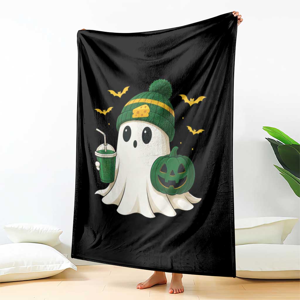 Halloween Packers Ghost Throw Blanket Pumpkin Ghost Costume Cheesehead - Wonder Print Shop