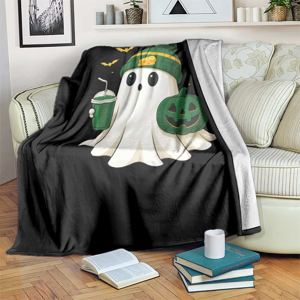 Halloween Packers Ghost Throw Blanket Pumpkin Ghost Costume Cheesehead - Wonder Print Shop