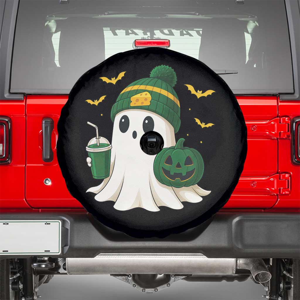 Halloween Packers Ghost Spare Tire Cover Pumpkin Ghost Costume Cheesehead - Wonder Print Shop