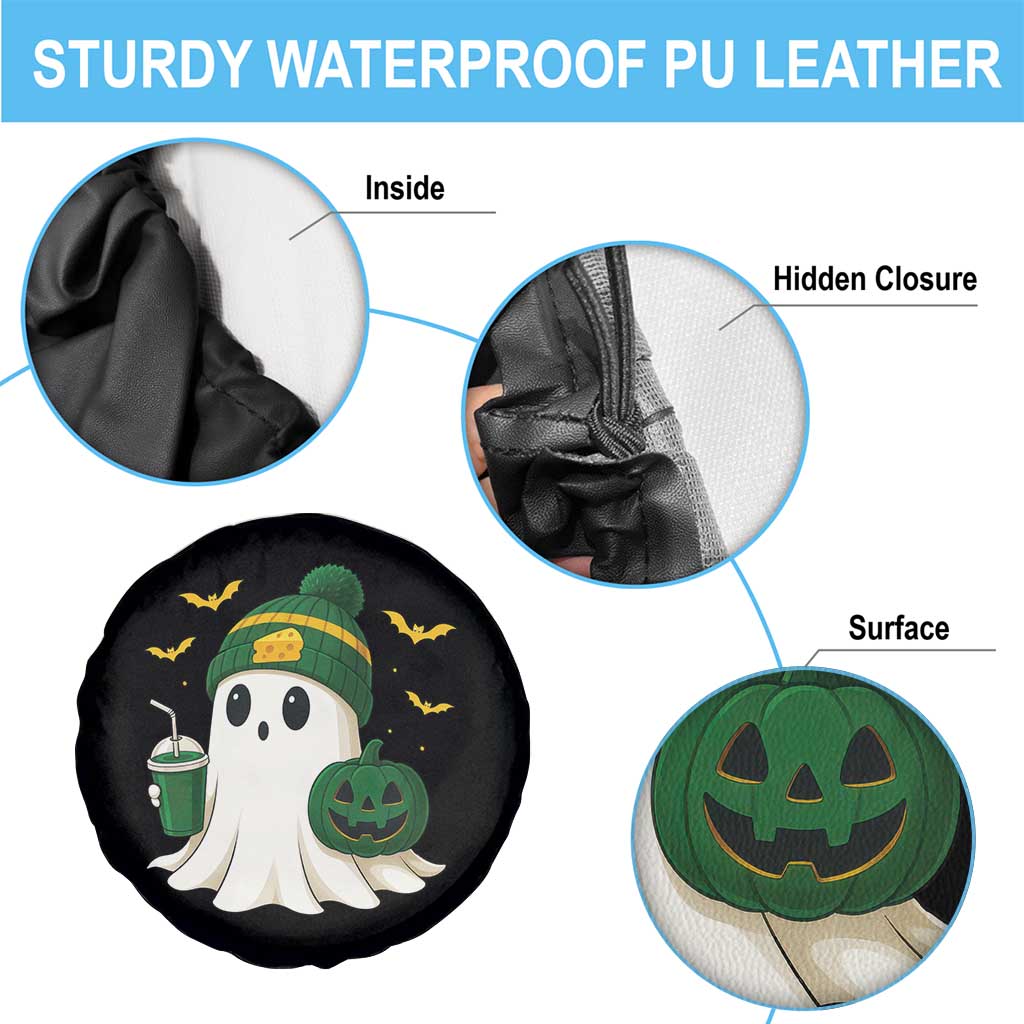 Halloween Packers Ghost Spare Tire Cover Pumpkin Ghost Costume Cheesehead - Wonder Print Shop