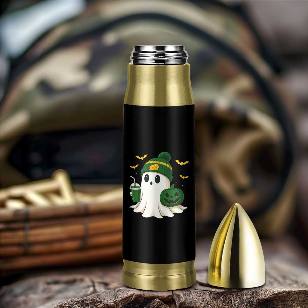 Halloween Packers Ghost Bullet Tumbler Pumpkin Ghost Costume Cheesehead - Wonder Print Shop