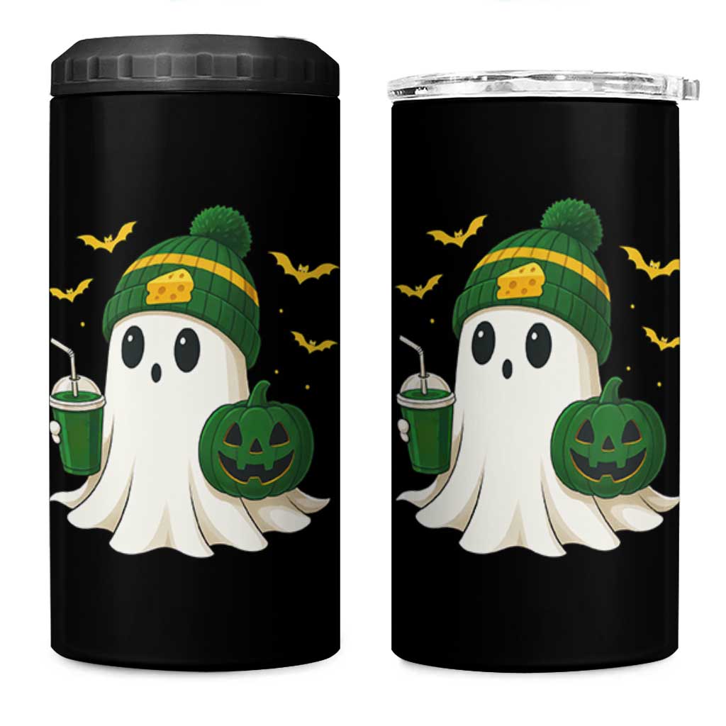 Halloween Packers Ghost 4 in 1 Can Cooler Tumbler Pumpkin Ghost Costume Cheesehead - Wonder Print Shop