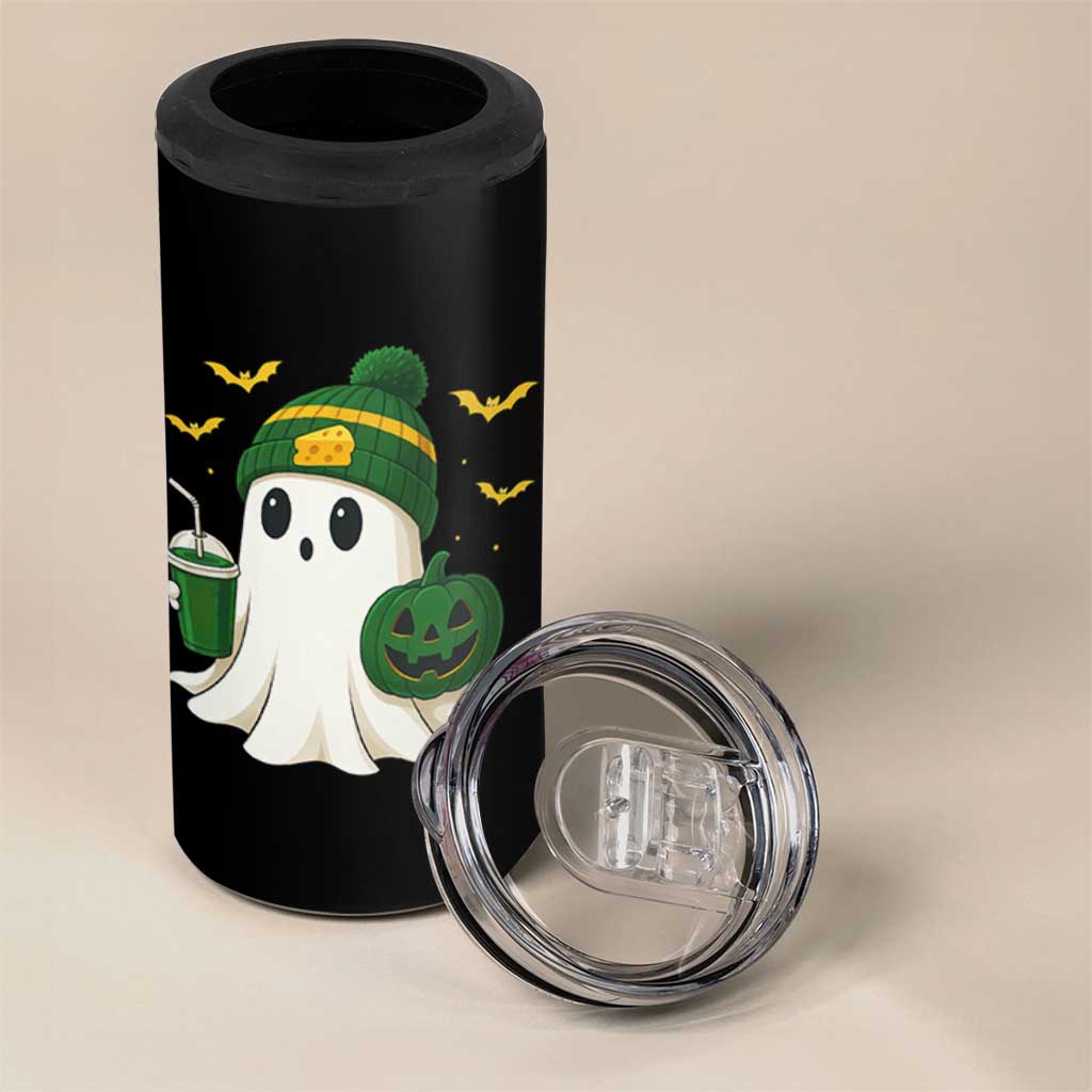 Halloween Packers Ghost 4 in 1 Can Cooler Tumbler Pumpkin Ghost Costume Cheesehead - Wonder Print Shop