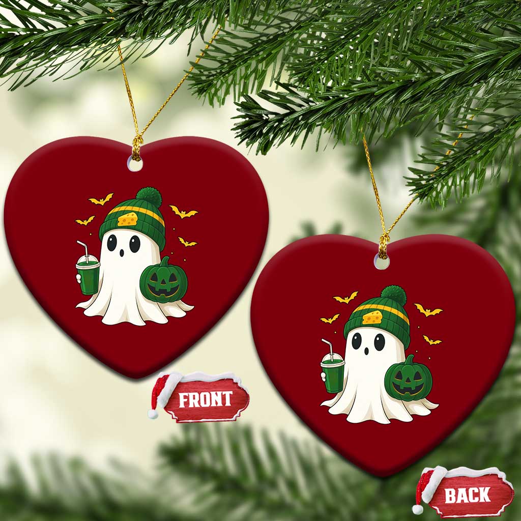 Halloween Packers Ghost Ceramic Ornament Pumpkin Ghost Costume Cheesehead - Wonder Print Shop