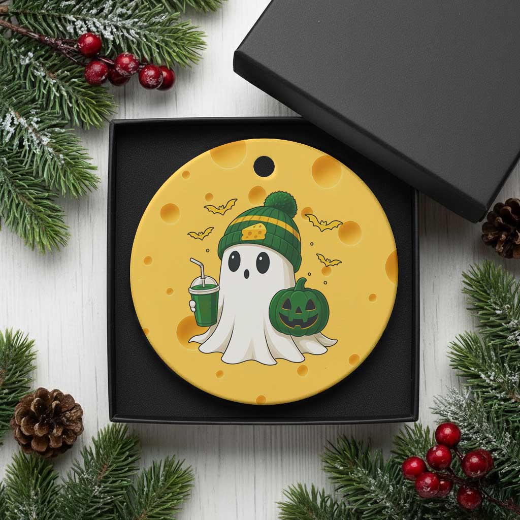 Halloween Packers Ghost Ceramic Ornament Pumpkin Ghost Costume Cheesehead - Wonder Print Shop