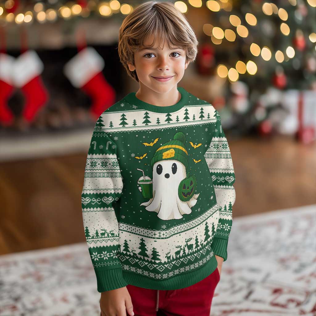 Halloween Packers Ghost Ugly Christmas Sweater Pumpkin Ghost Costume Cheesehead - Wonder Print Shop