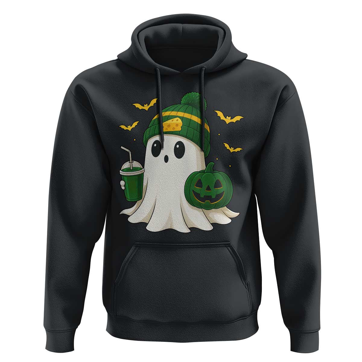 Halloween Packers Ghost Hoodie Pumpkin Ghost Costume Cheesehead - Wonder Print Shop