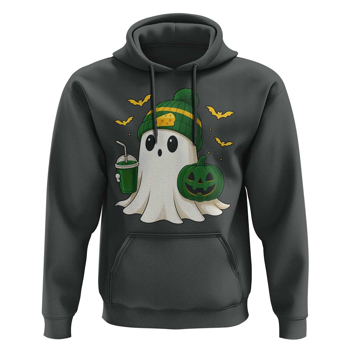 Halloween Packers Ghost Hoodie Pumpkin Ghost Costume Cheesehead - Wonder Print Shop