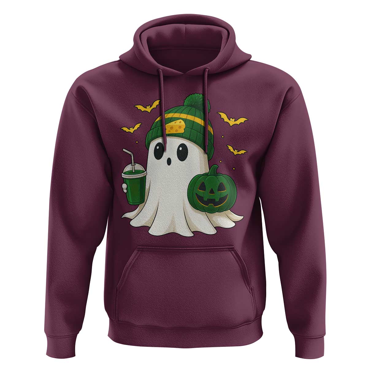 Halloween Packers Ghost Hoodie Pumpkin Ghost Costume Cheesehead - Wonder Print Shop
