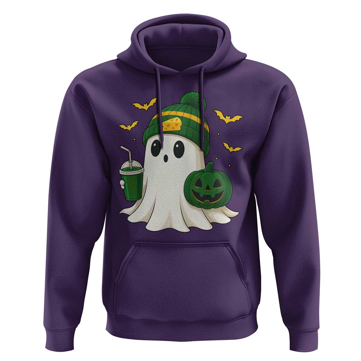 Halloween Packers Ghost Hoodie Pumpkin Ghost Costume Cheesehead - Wonder Print Shop