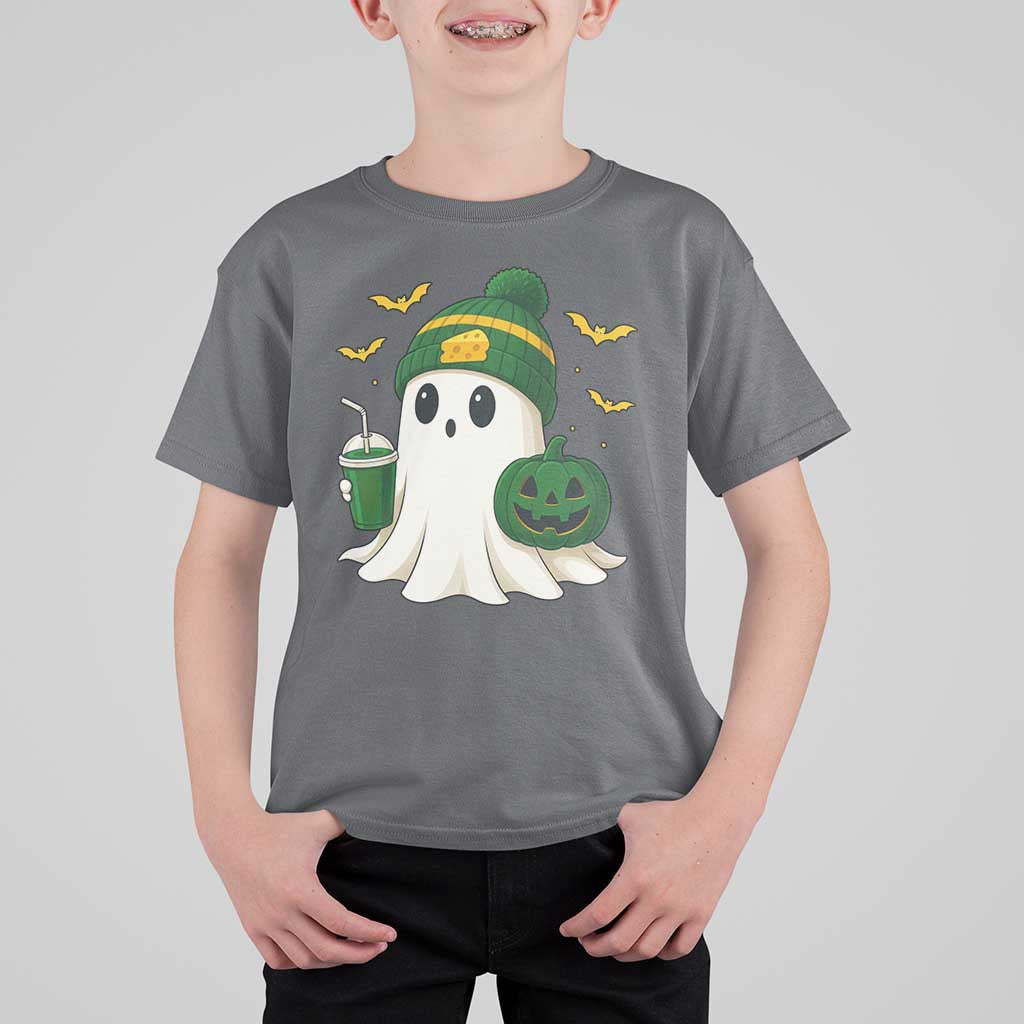Halloween Packers Ghost T Shirt For Kid Pumpkin Ghost Costume Cheesehead - Wonder Print Shop