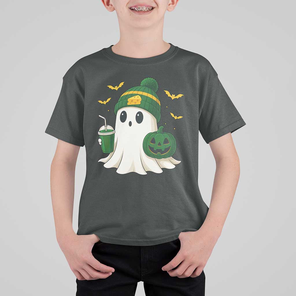 Halloween Packers Ghost T Shirt For Kid Pumpkin Ghost Costume Cheesehead - Wonder Print Shop