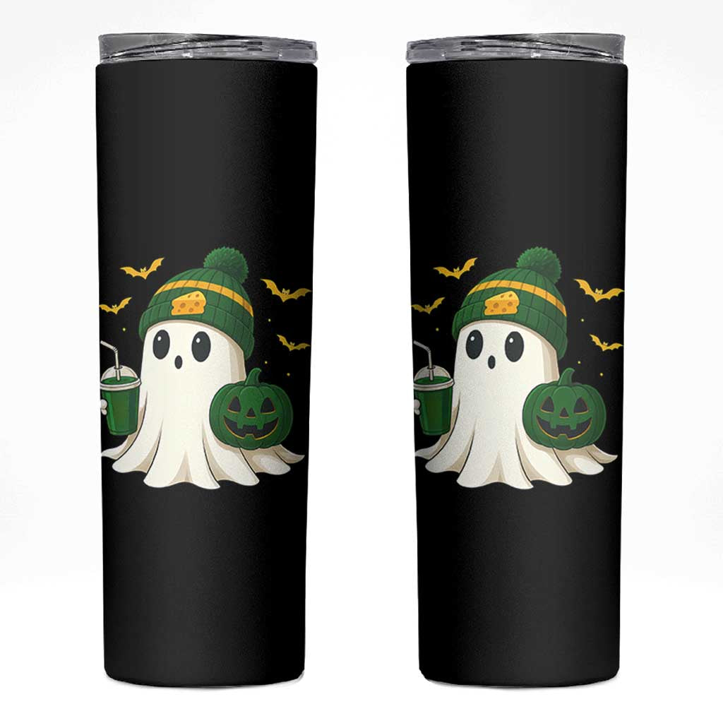 Halloween Packers Ghost Skinny Tumbler Pumpkin Ghost Costume Cheesehead - Wonder Print Shop