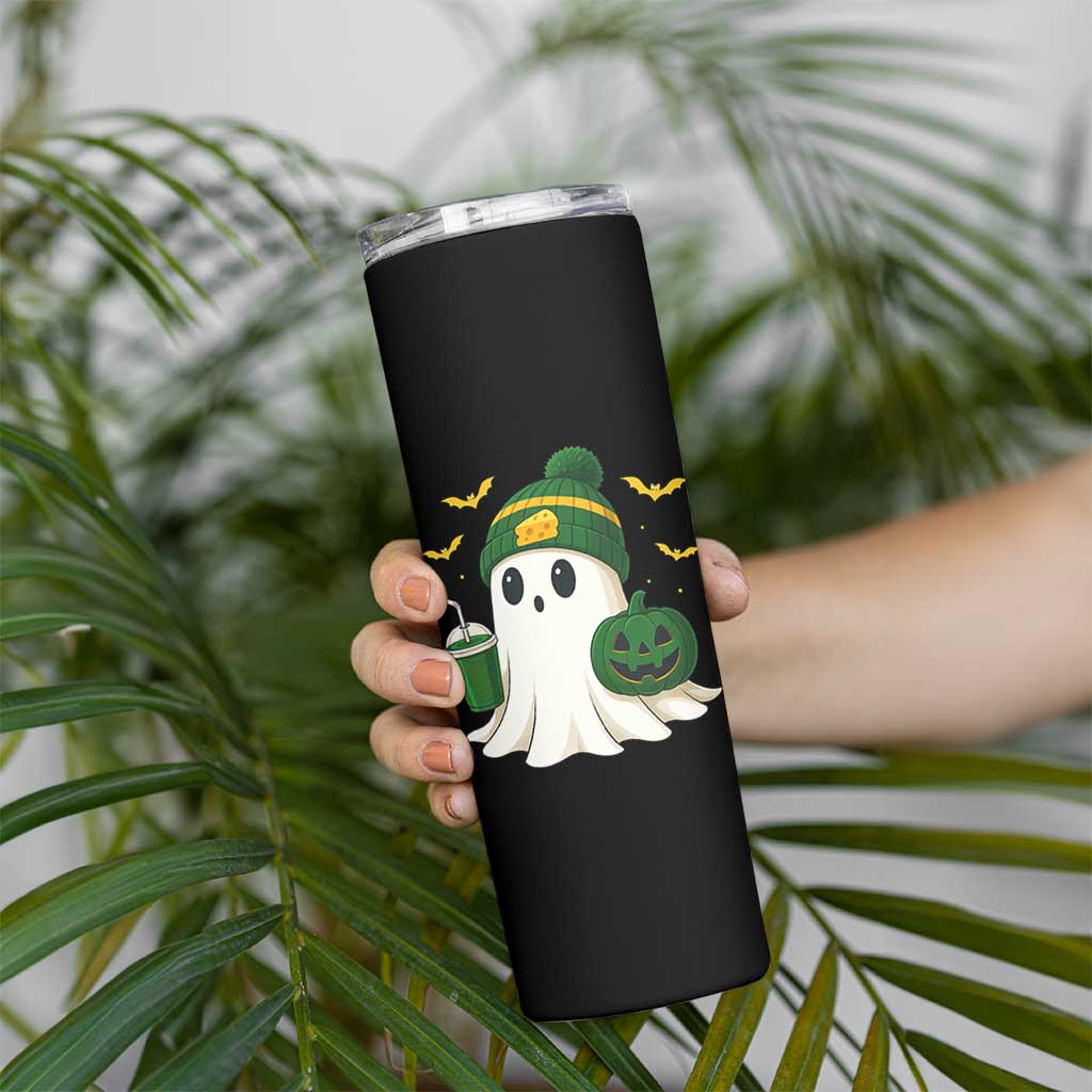 Halloween Packers Ghost Skinny Tumbler Pumpkin Ghost Costume Cheesehead - Wonder Print Shop