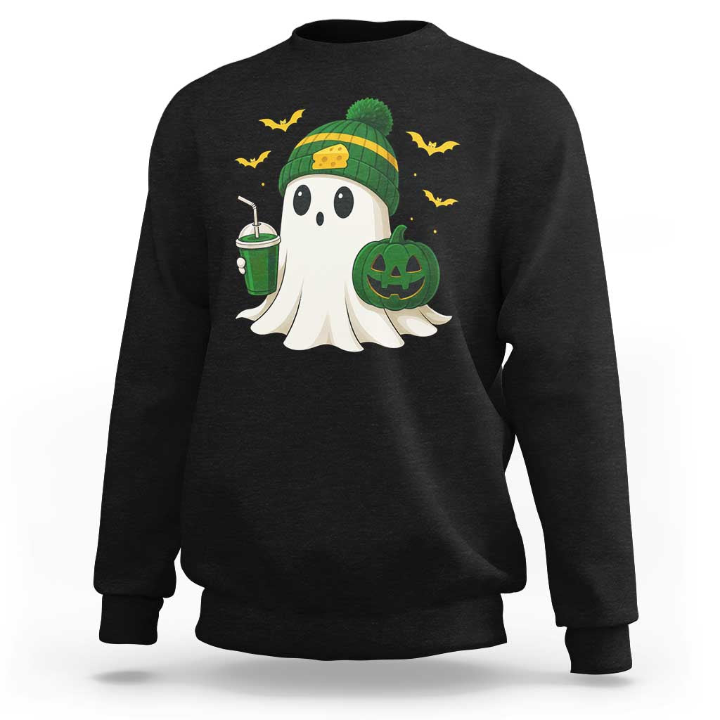 Halloween Packers Ghost Sweatshirt Pumpkin Ghost Costume Cheesehead - Wonder Print Shop