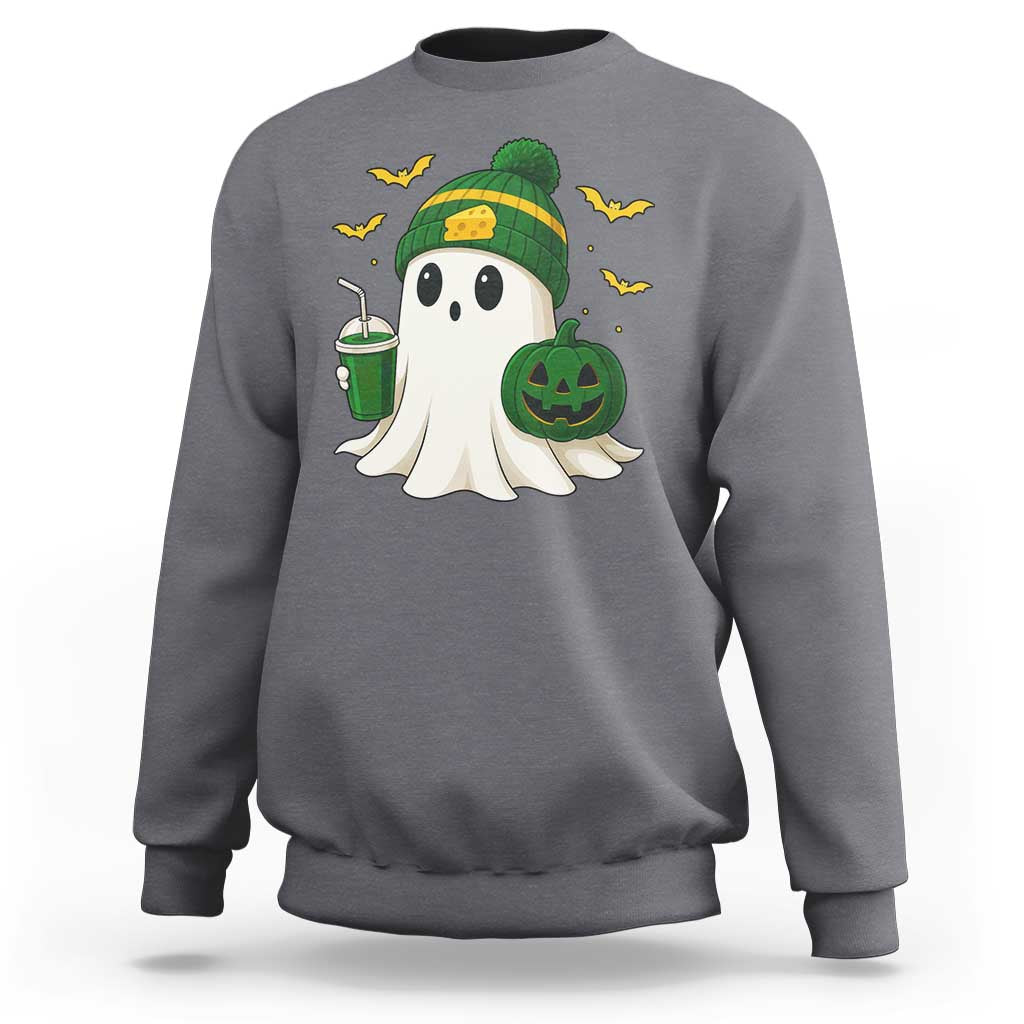 Halloween Packers Ghost Sweatshirt Pumpkin Ghost Costume Cheesehead - Wonder Print Shop