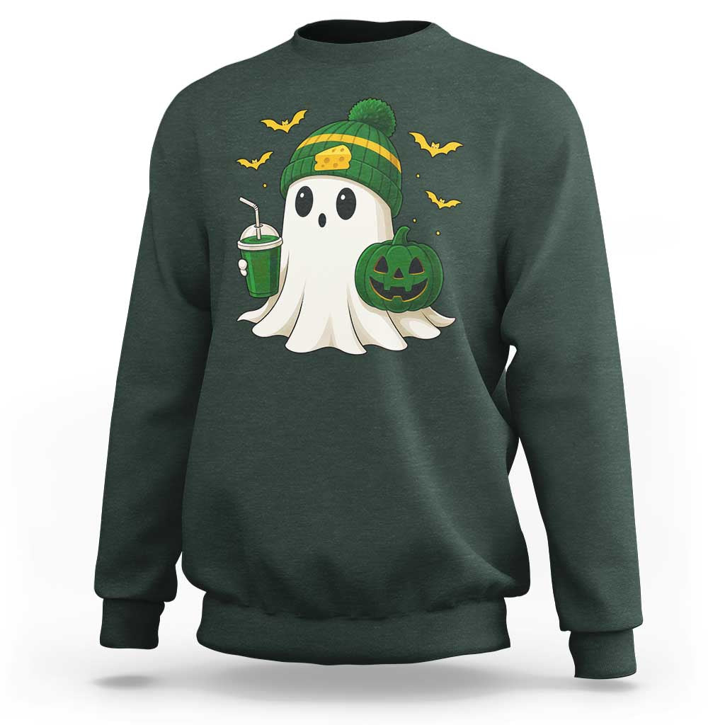 Halloween Packers Ghost Sweatshirt Pumpkin Ghost Costume Cheesehead - Wonder Print Shop