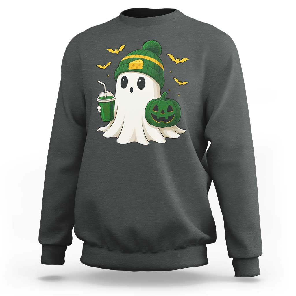 Halloween Packers Ghost Sweatshirt Pumpkin Ghost Costume Cheesehead - Wonder Print Shop