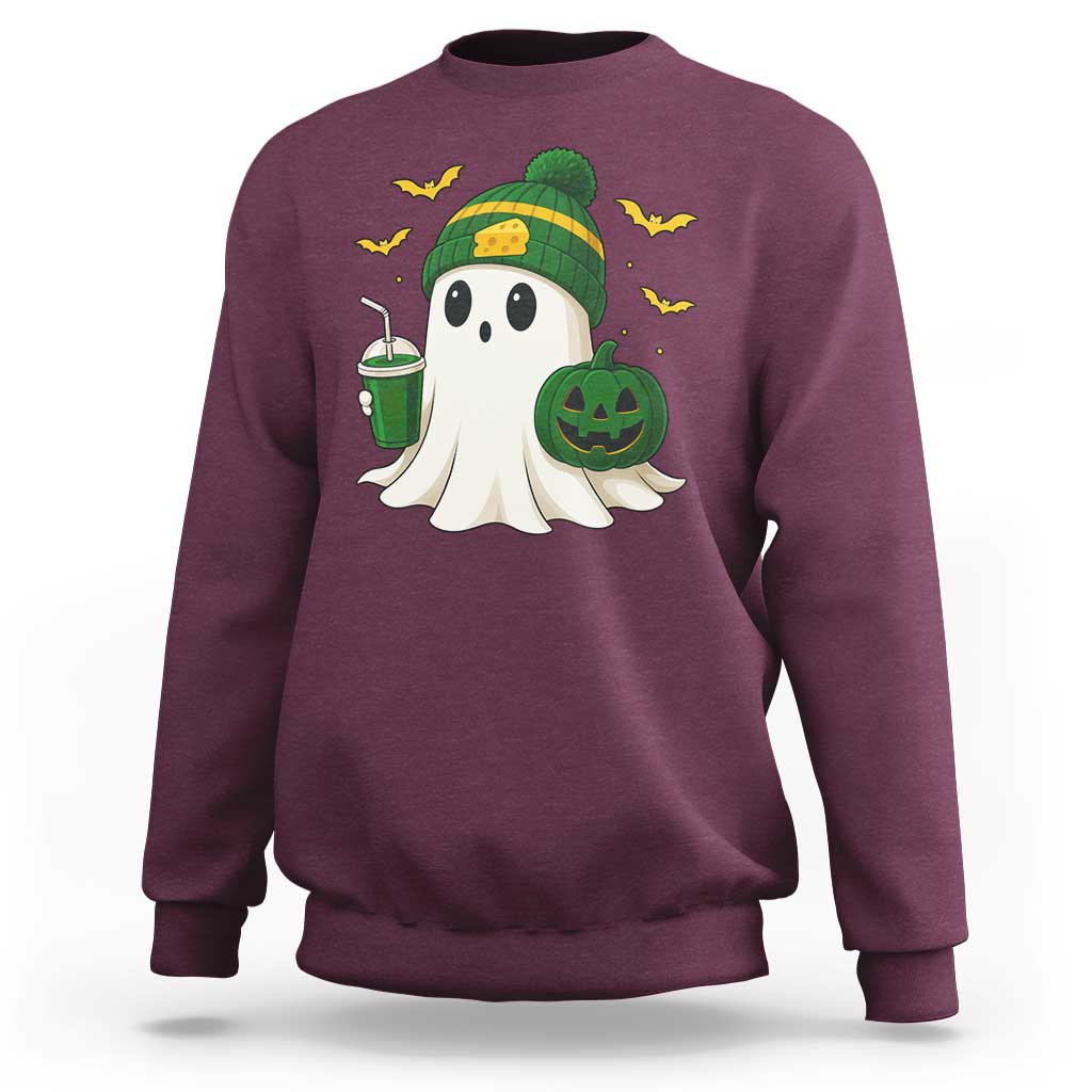 Halloween Packers Ghost Sweatshirt Pumpkin Ghost Costume Cheesehead - Wonder Print Shop