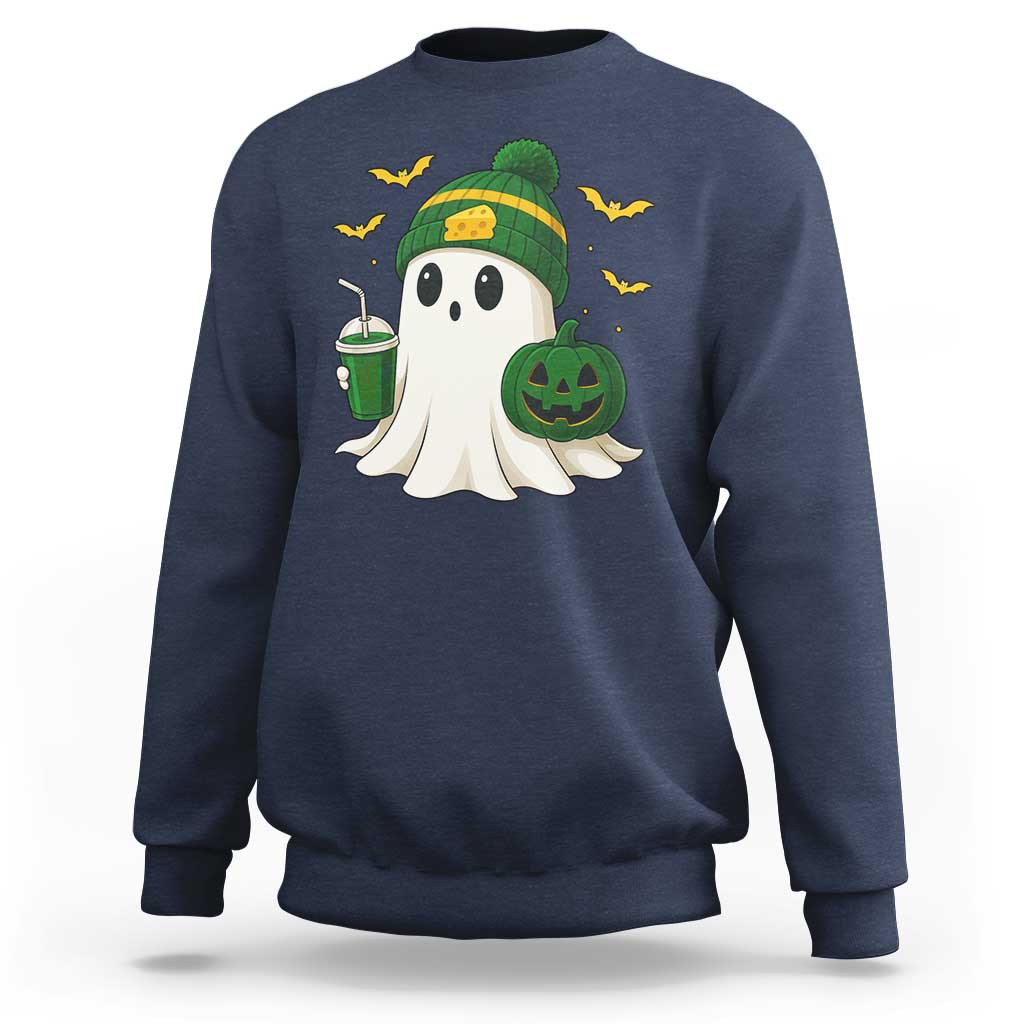 Halloween Packers Ghost Sweatshirt Pumpkin Ghost Costume Cheesehead - Wonder Print Shop