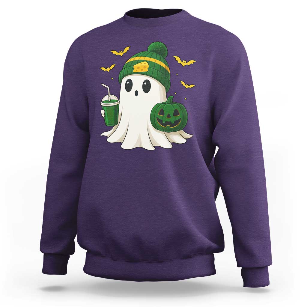 Halloween Packers Ghost Sweatshirt Pumpkin Ghost Costume Cheesehead - Wonder Print Shop