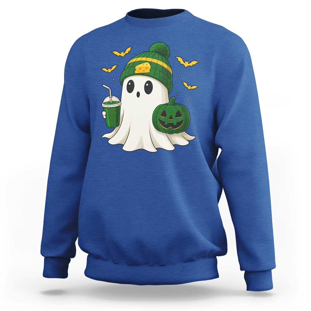 Halloween Packers Ghost Sweatshirt Pumpkin Ghost Costume Cheesehead - Wonder Print Shop