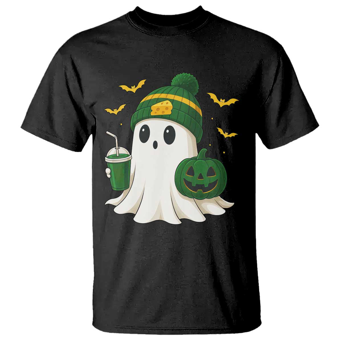 Halloween Packers Ghost T Shirt Pumpkin Ghost Costume Cheesehead - Wonder Print Shop