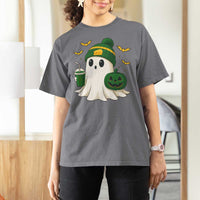 Halloween Packers Ghost T Shirt For Women Pumpkin Ghost Costume Cheesehead - Wonder Print Shop