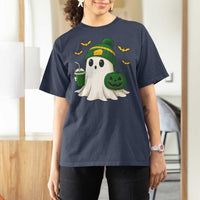Halloween Packers Ghost T Shirt For Women Pumpkin Ghost Costume Cheesehead - Wonder Print Shop