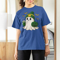 Halloween Packers Ghost T Shirt For Women Pumpkin Ghost Costume Cheesehead - Wonder Print Shop