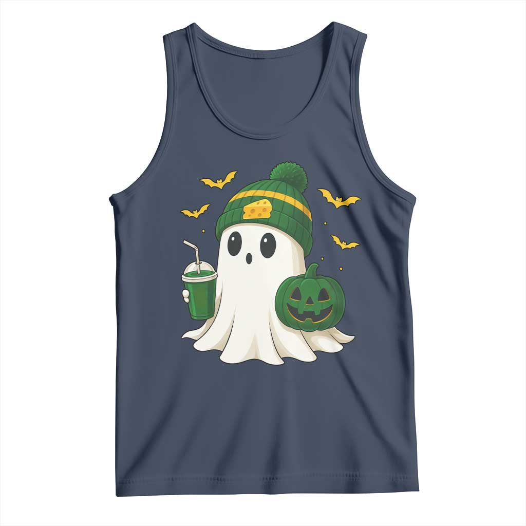 Halloween Packers Ghost Tank Top Pumpkin Ghost Costume Cheesehead - Wonder Print Shop