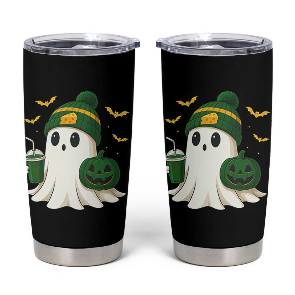 Halloween Packers Ghost Tumbler Cup Pumpkin Ghost Costume Cheesehead - Wonder Print Shop