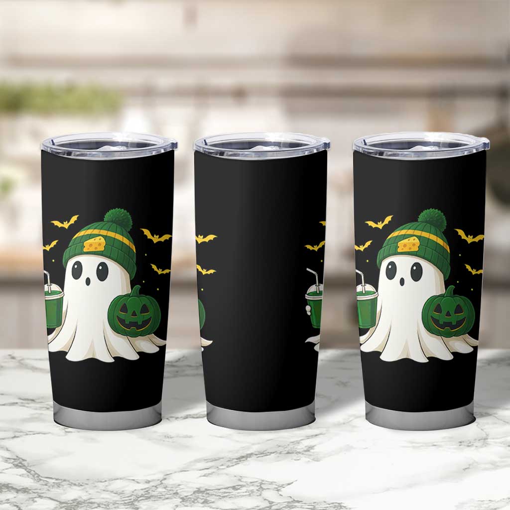 Halloween Packers Ghost Tumbler Cup Pumpkin Ghost Costume Cheesehead - Wonder Print Shop