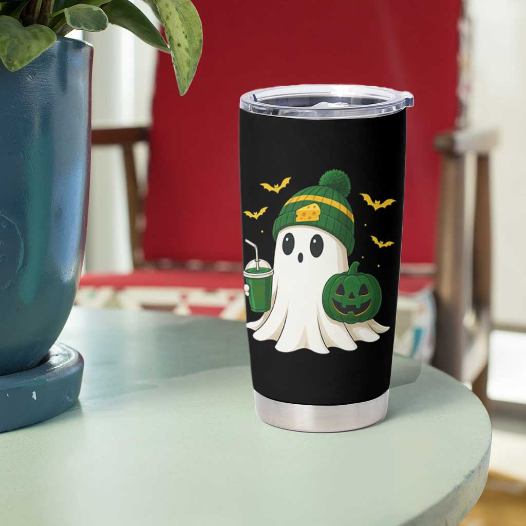 Halloween Packers Ghost Tumbler Cup Pumpkin Ghost Costume Cheesehead - Wonder Print Shop