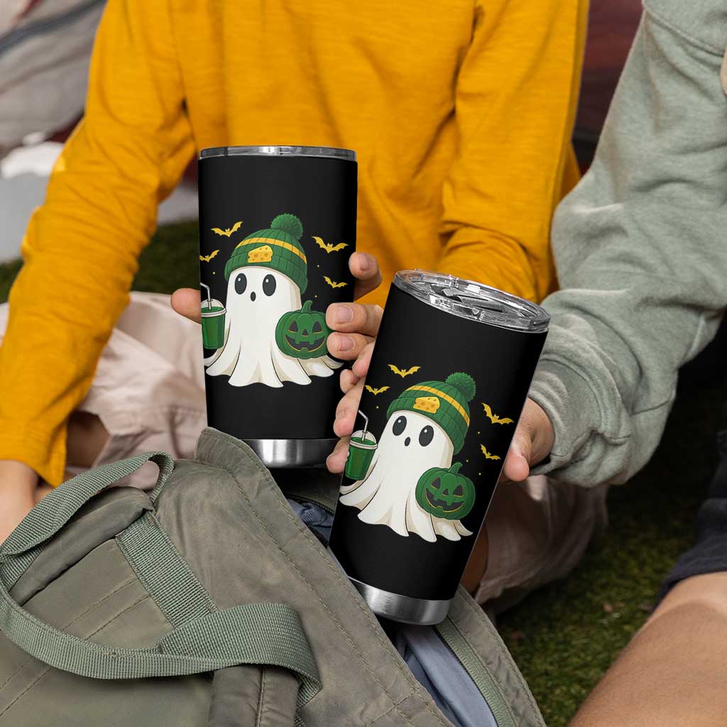 Halloween Packers Ghost Tumbler Cup Pumpkin Ghost Costume Cheesehead - Wonder Print Shop