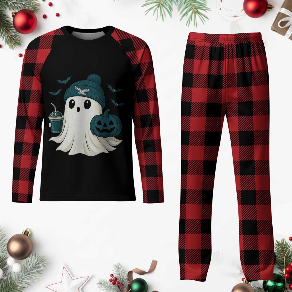 Philadelphia Ghost Halloween Plaid Pajama Set Retro Halloween Costume Philadelphia Fan - Wonder Print Shop