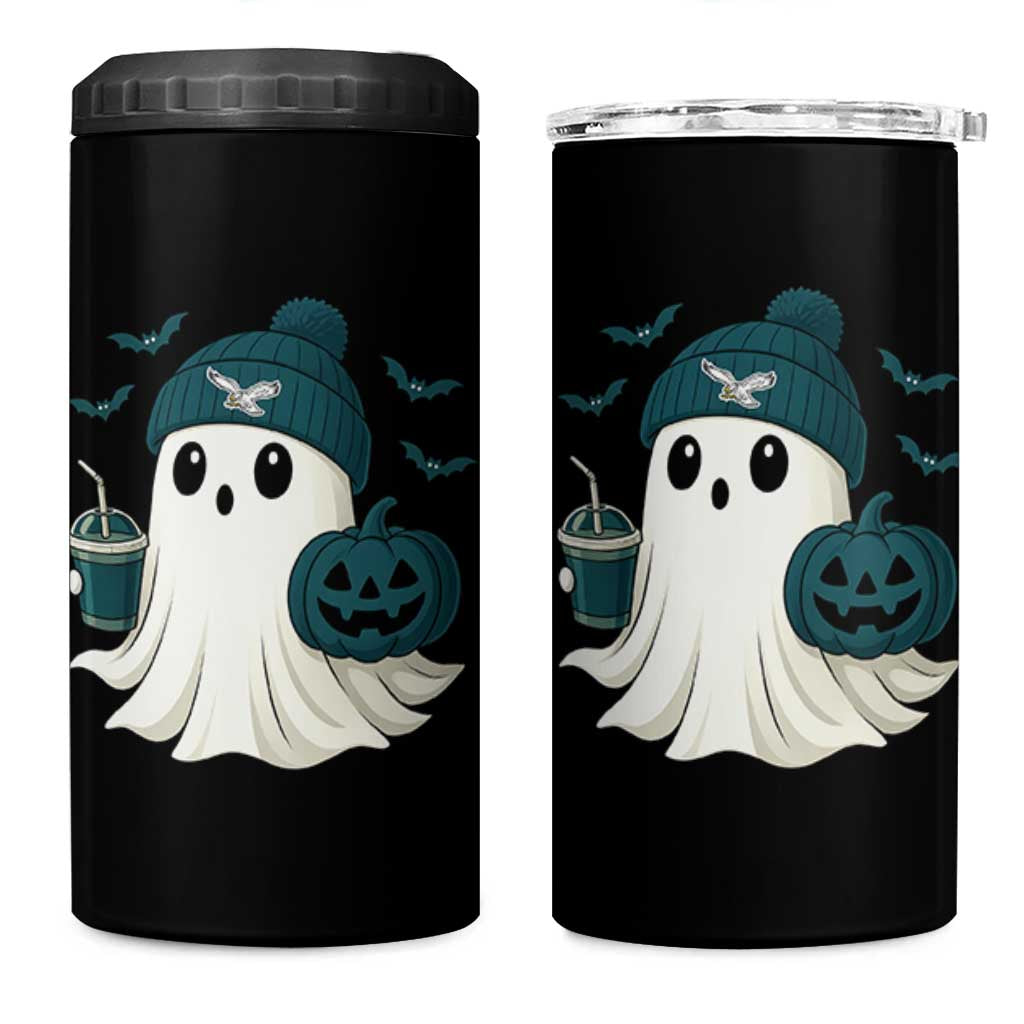 Philadelphia Ghost Halloween 4 in 1 Can Cooler Tumbler Retro Halloween Costume Philadelphia Fan - Wonder Print Shop
