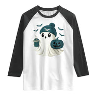 Philadelphia Ghost Halloween Raglan Shirt Retro Halloween Costume Philadelphia Fan - Wonder Print Shop