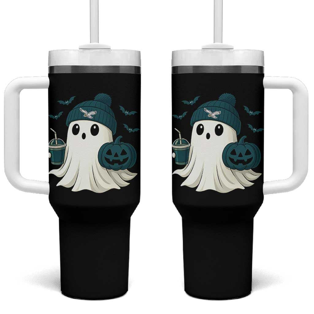 Philadelphia Ghost Halloween Tumbler With Handle Retro Halloween Costume Philadelphia Fan - Wonder Print Shop