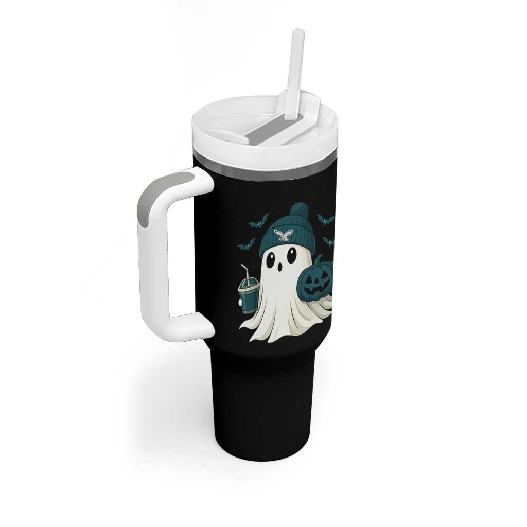 Philadelphia Ghost Halloween Tumbler With Handle Retro Halloween Costume Philadelphia Fan - Wonder Print Shop