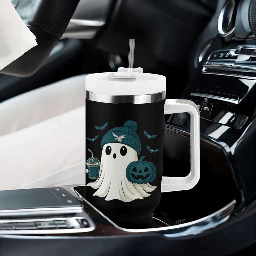 Philadelphia Ghost Halloween Tumbler With Handle Retro Halloween Costume Philadelphia Fan - Wonder Print Shop