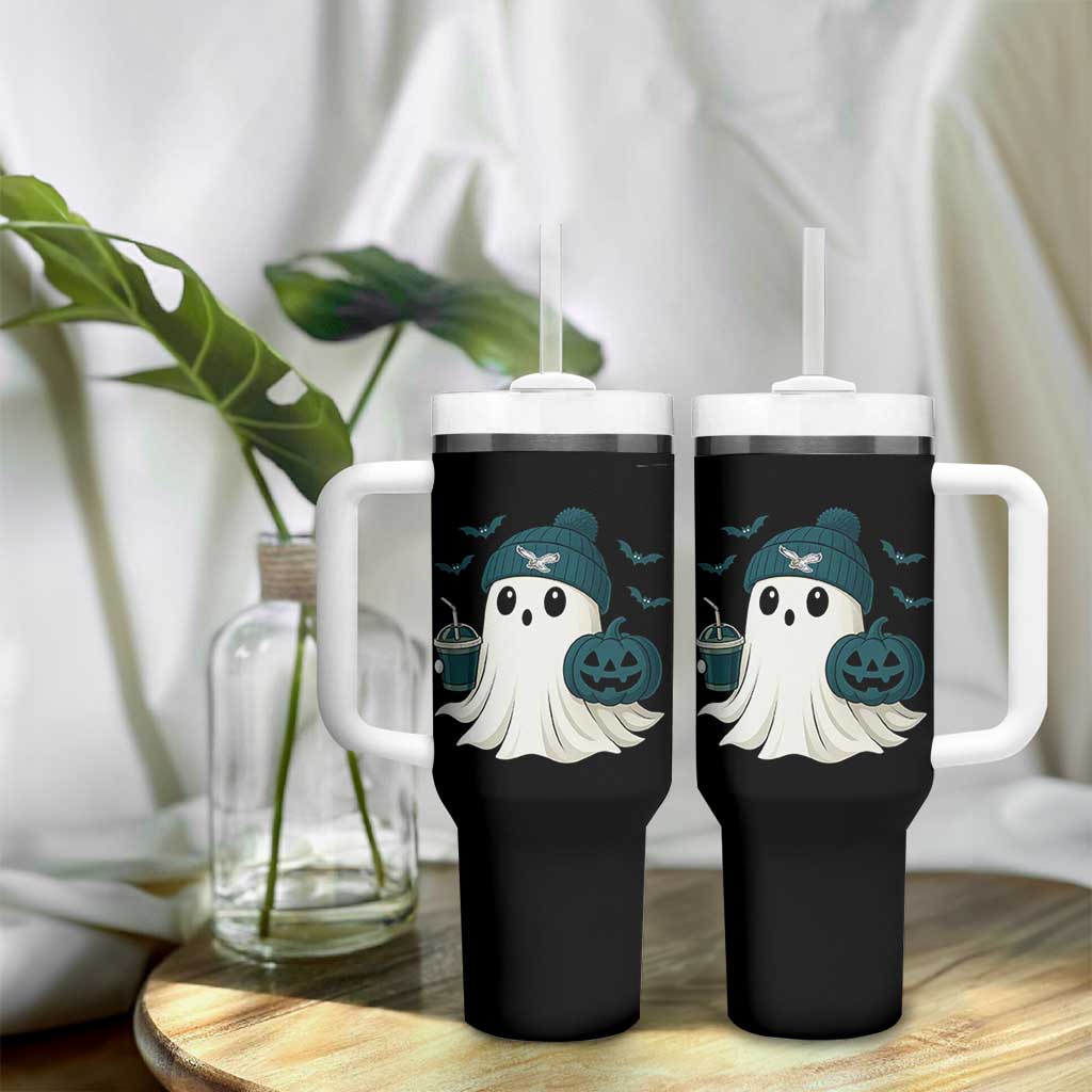 Philadelphia Ghost Halloween Tumbler With Handle Retro Halloween Costume Philadelphia Fan - Wonder Print Shop