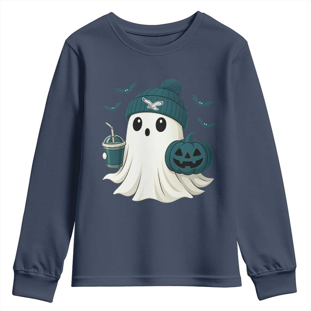 Philadelphia Ghost Halloween Youth Sweatshirt Retro Halloween Costume Philadelphia Fan - Wonder Print Shop