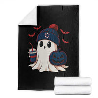 Ghost Halloween Throw Blanket Retro Patriots Halloween Costume - Wonder Print Shop