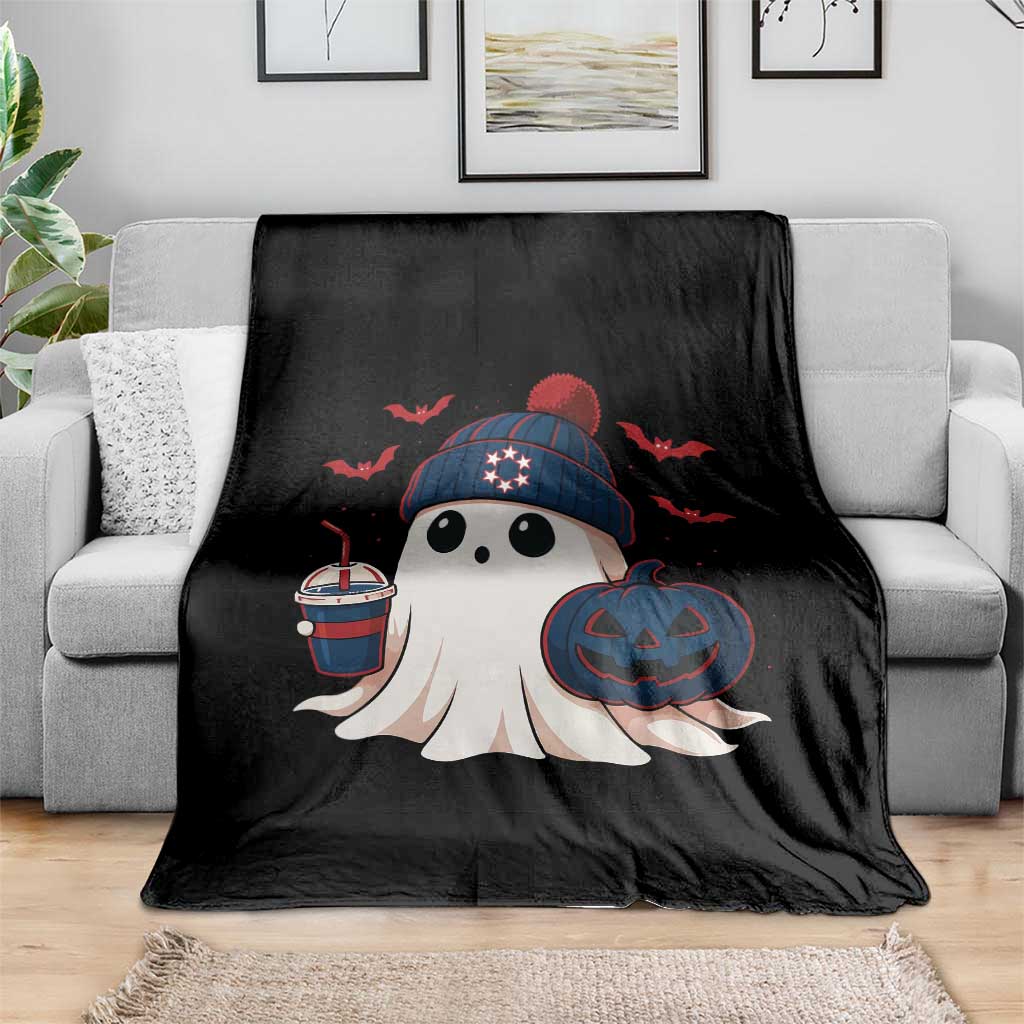 Ghost Halloween Throw Blanket Retro Patriots Halloween Costume - Wonder Print Shop