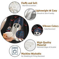 Ghost Halloween Throw Blanket Retro Patriots Halloween Costume - Wonder Print Shop