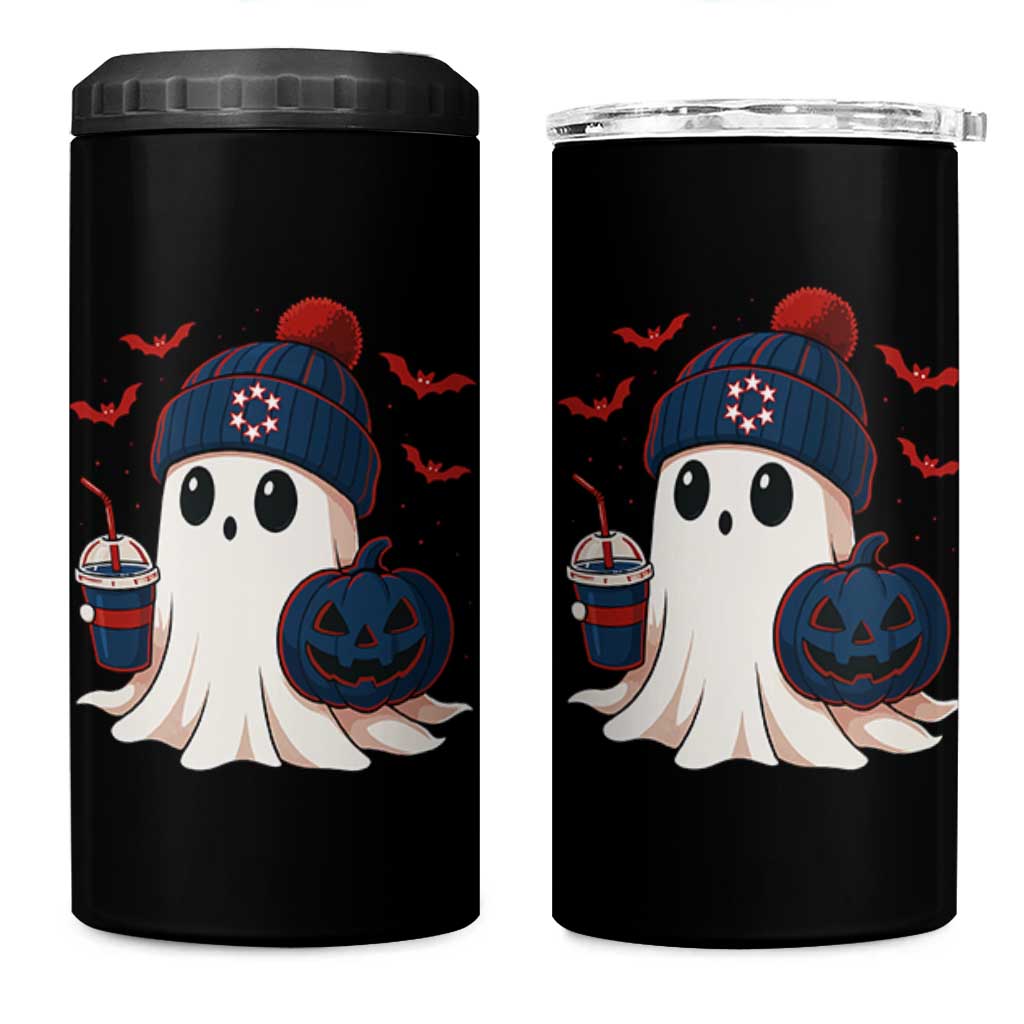 Ghost Halloween 4 in 1 Can Cooler Tumbler Retro Patriots Halloween Costume - Wonder Print Shop