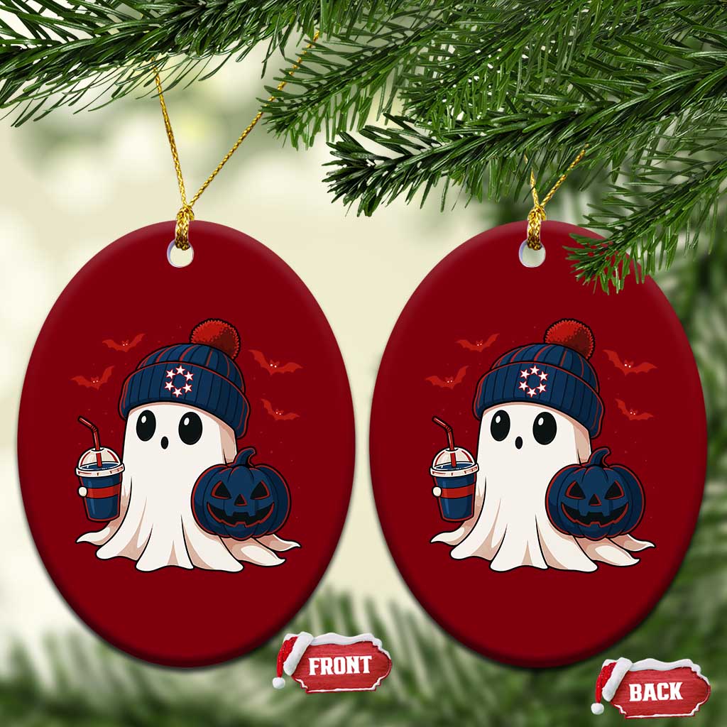 Ghost Halloween Ceramic Ornament Retro Patriots Halloween Costume - Wonder Print Shop