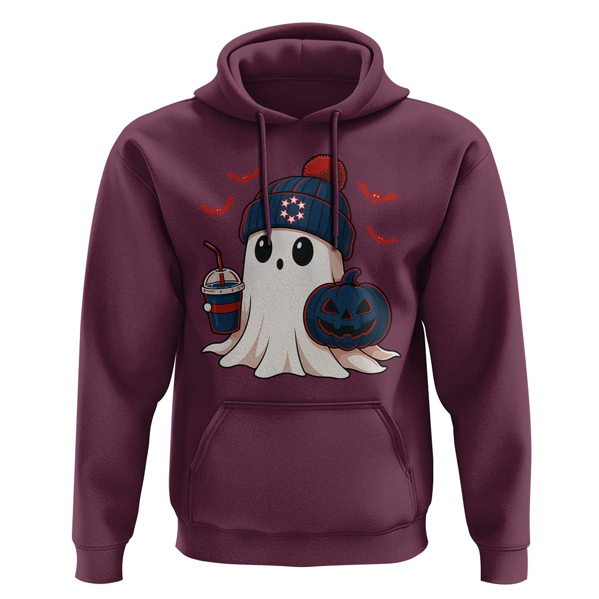 Ghost Halloween Hoodie Retro Patriots Halloween Costume - Wonder Print Shop
