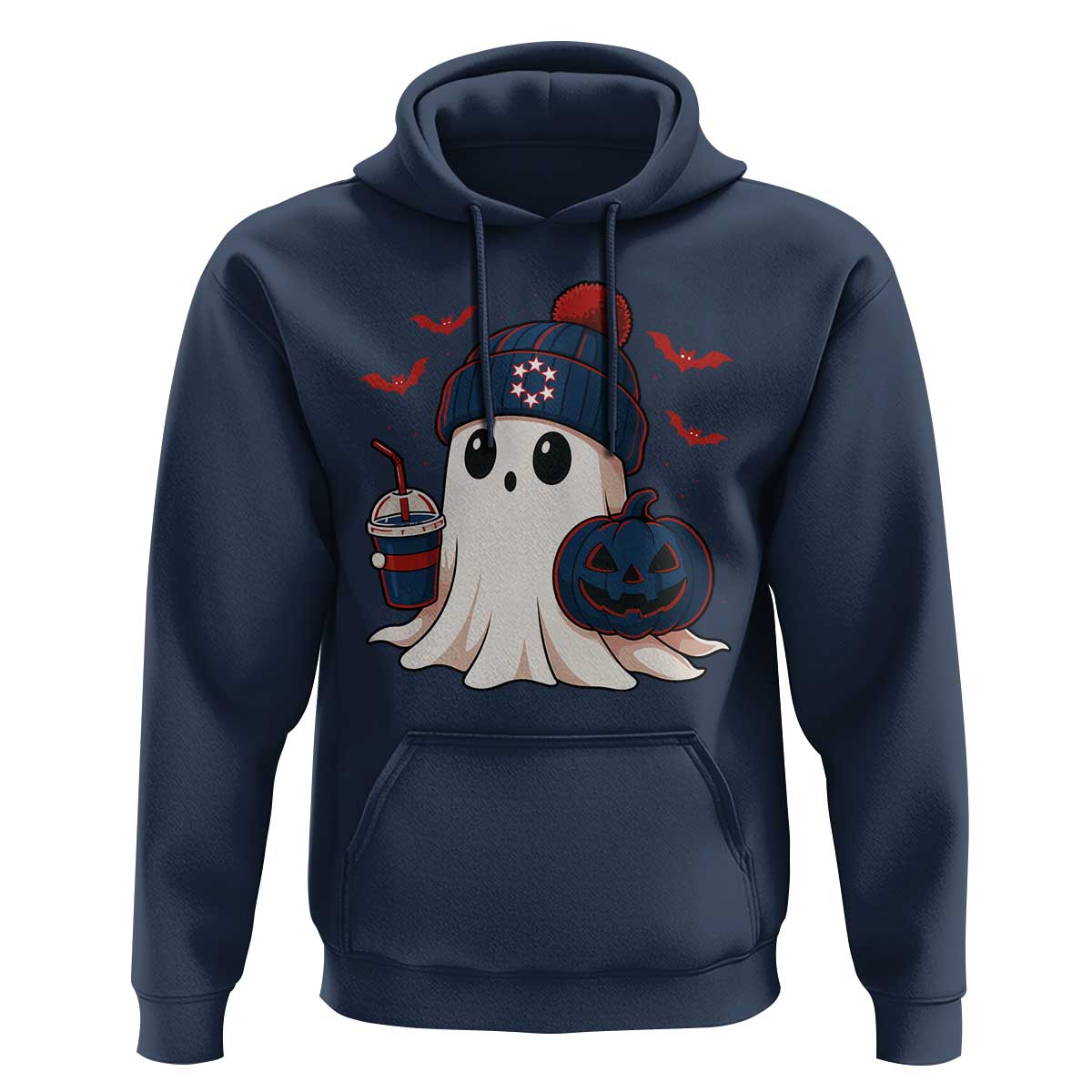 Ghost Halloween Hoodie Retro Patriots Halloween Costume - Wonder Print Shop
